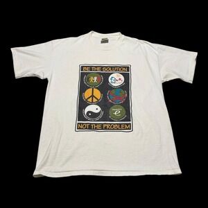 Vintage 90s Project E Be the Solution Not the Problem White Shirt Men's XL FLAW